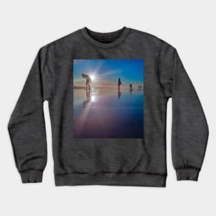 Copy of Silhouetted people in a row on a sand beach. Crewneck Sweatshirt